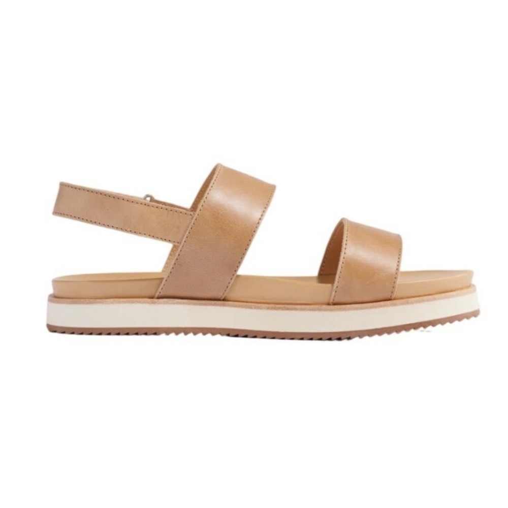 Anthropologie Nisolo Go-To Flatform Leather Platform Sandals Almond Shoes Sz 6.5 - Picture 3 of 8